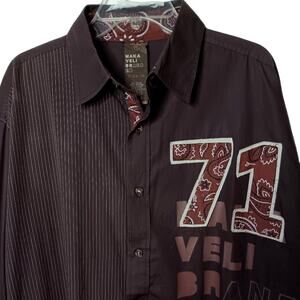 Makaveli Branded Vintage Shirt Mens 2XL Brown Tupac 71 Button Up Hip Dress Y2K